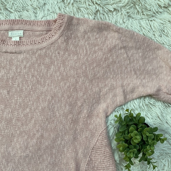 🎉HP🎉 Caslon Lace Up Sleeve Crewneck Sweater 💗 Light Pink - Picture 14 of 16